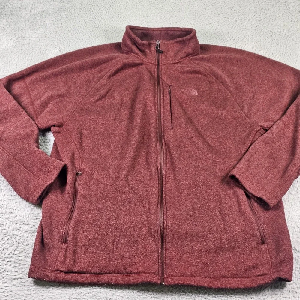 The North Face Fleece‎ Jacket Mens XL Red Full Zip Pockets Hiking Outdoor Warm